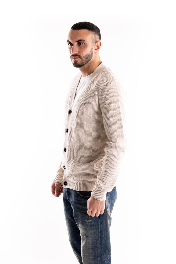 Maglia cardigan in lana ghiaccio W5M037 GHIACCIO OUTFIT 