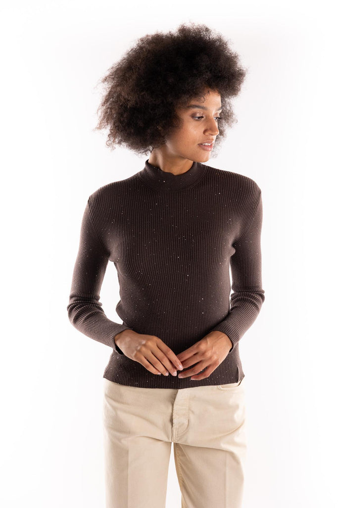 Maglia lupetto a costine con strass moro HMABW02325 MA03TESTA DI MORO HINNOMINATE 