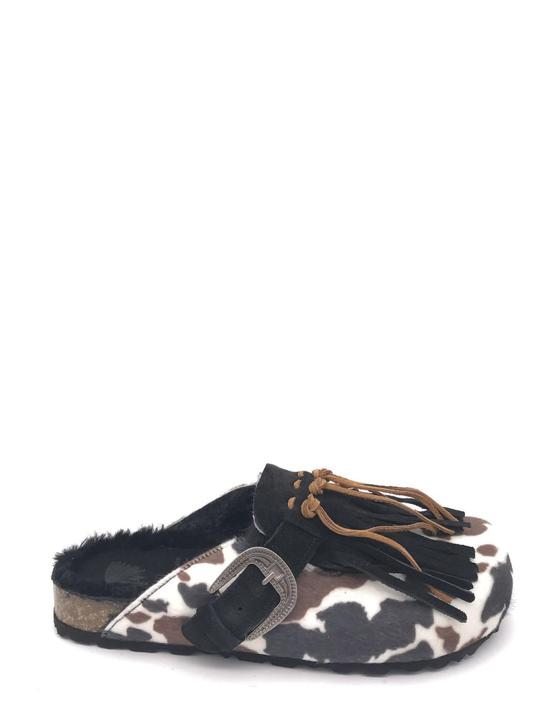 Ciabatta Sabot cow in cavallino marrone-nero SABOT COWMARRONE-NERO TAJI 