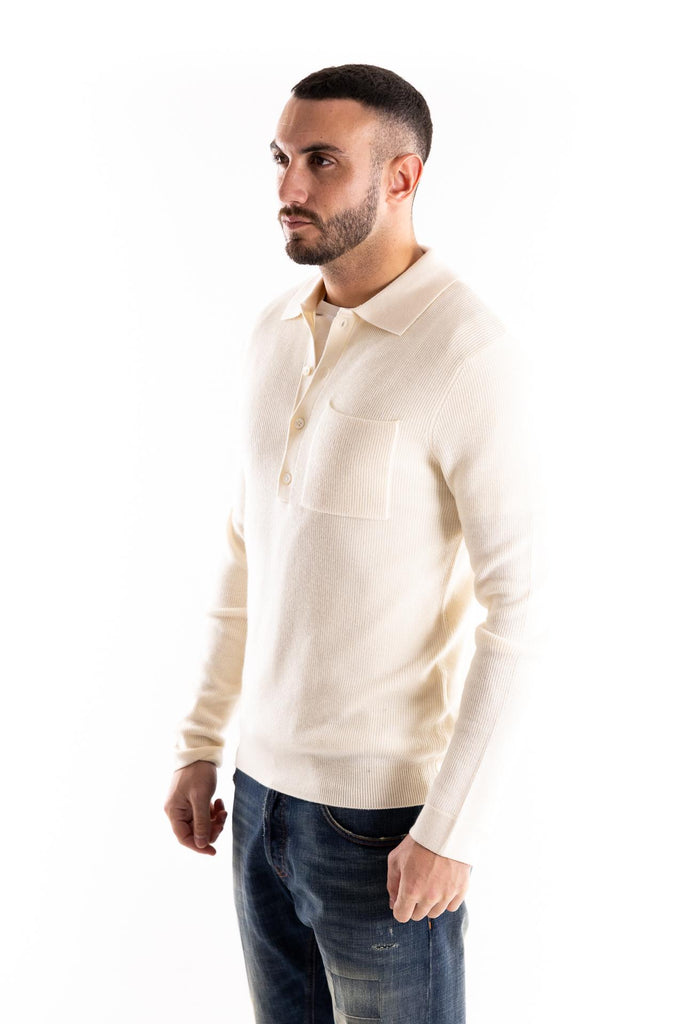 Maglia polo in misto lana bianca W5M020 BIANCA OUTFIT 