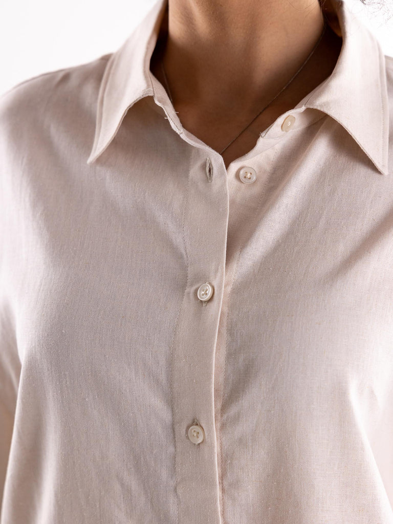Camicia over in lino ecrù HMABW01846 PTTS0273BI12 HINNOMINATE 