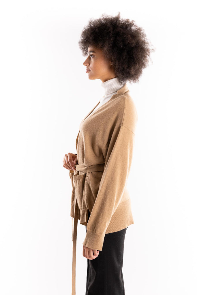 Cardigan con cintura COLOR TABACCO MGKD11003 TABACCO AKEP 