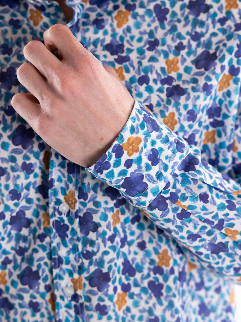 Camicia uomo in lino  in fantasia floreale multicolor GERANIO 2539MULTICOLOR PORTOFIORI 