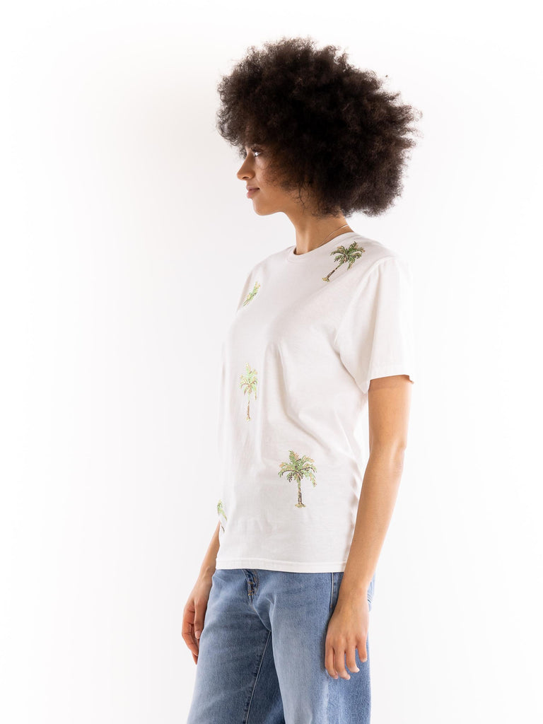 T-shirt donna palme strass bianca 14141 BIANCO 5 PROGRESS 