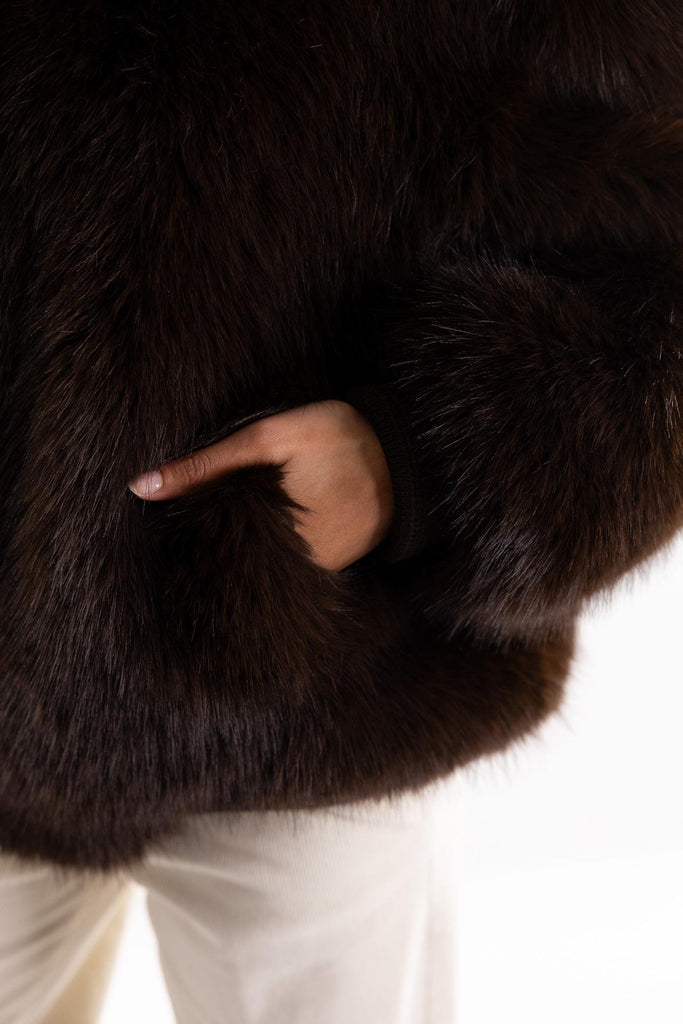 Bomber in eco-pelliccia moro 118A TESTA DI MORO ANY 