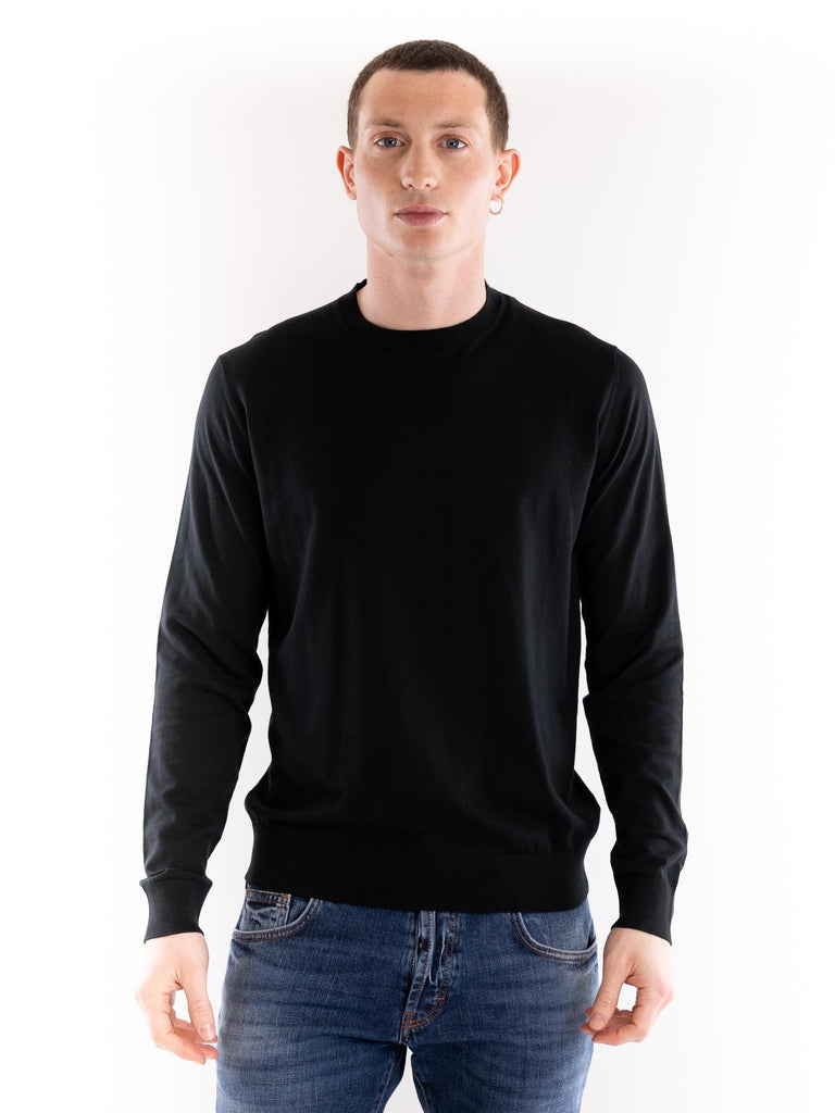 Maglia uomo girocollo in cotone nero A001 F1009000 PAOLO PECORA 