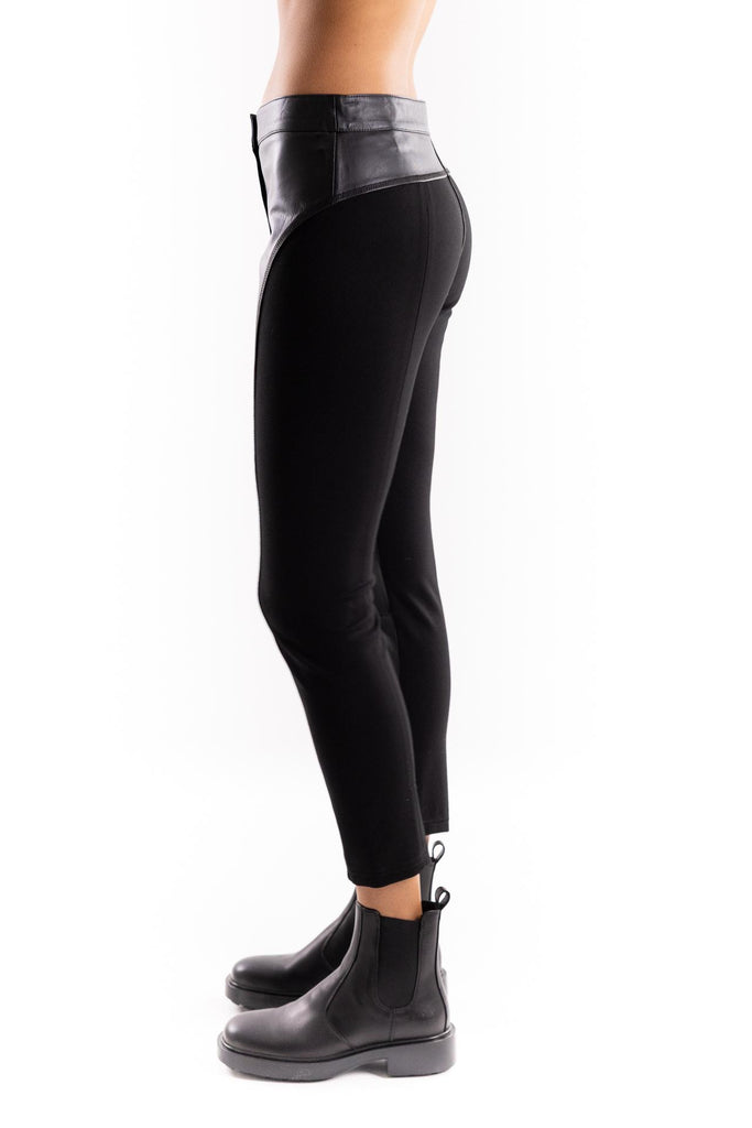 Pantalone Pizza in pelle e tessuto stretch nero 105366 Y75KNERO PINKO 