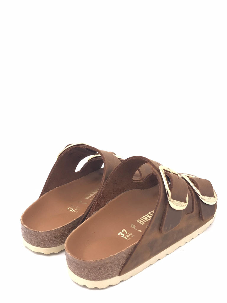 Ciabatta donna Arizona big buckle cognac
