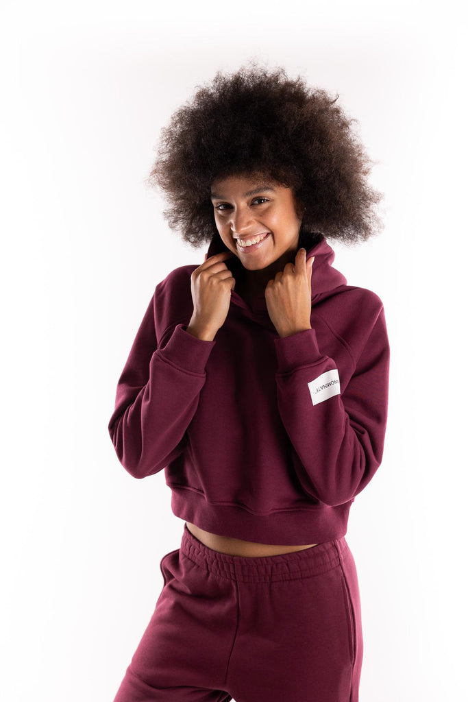 Felpa cappuccio crop con manica raglan bordeaux HMABW01958 RS02BORDEAUX HINNOMINATE 
