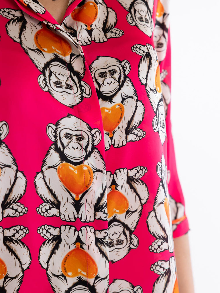 Camicia Spoon fantasia monkey fuxia SPOON 17FUCSIA IL THE' DELLE 5 