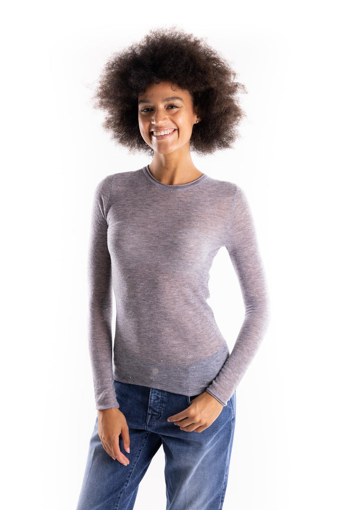 Maglia Pico girocollo ultrafine grigia con pailettes 105398 A2PMGRIGIO PINKO 