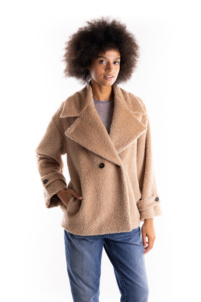 Caban corto Emilia in alpaca beige 2523086091200 001BEIGE MARELLA 