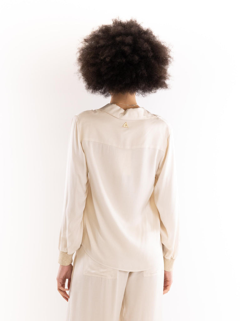 Camicia donna crop beige CMKD09176 V1CREMA AKEP 