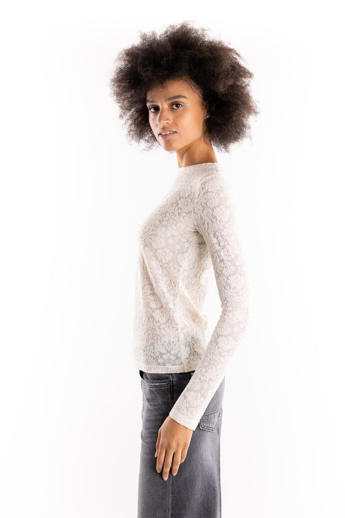 Maglia Marinara in punto pizzo beige 105697 A2TWBEIGE PINKO 