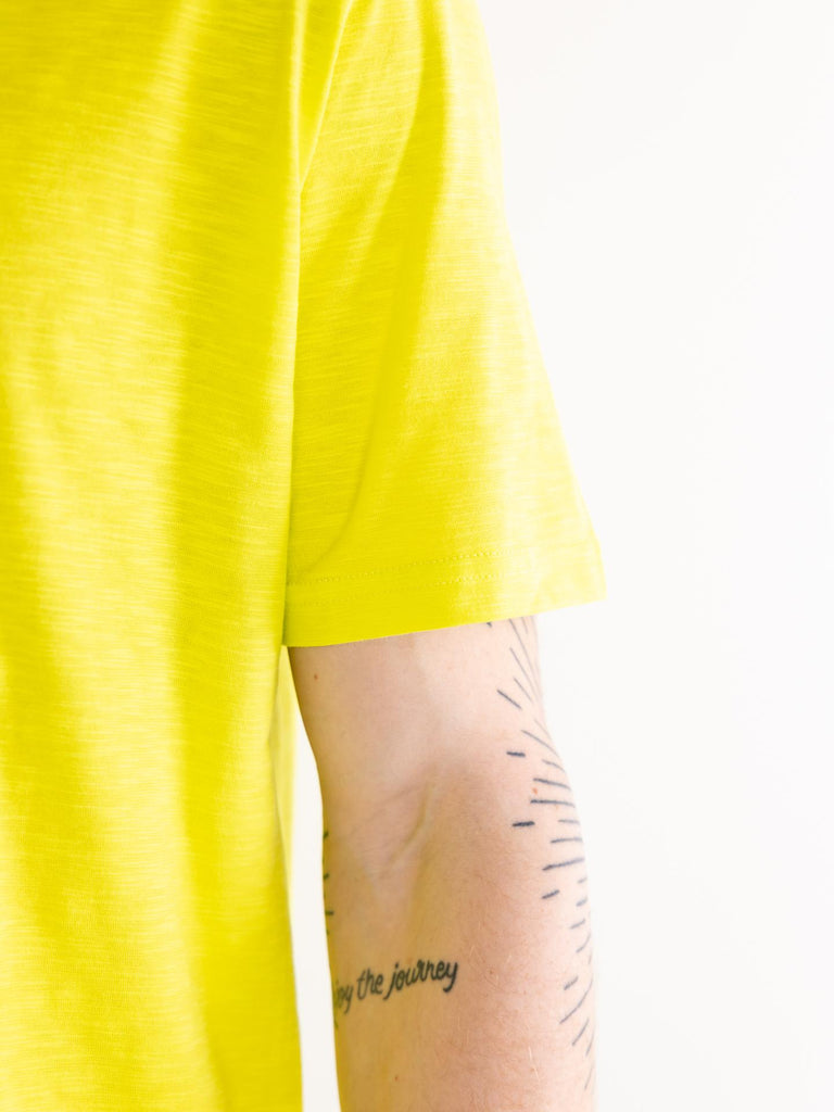 T-shirt uomo cotone fiammato giallo acido F012 40123207 PAOLO PECORA 