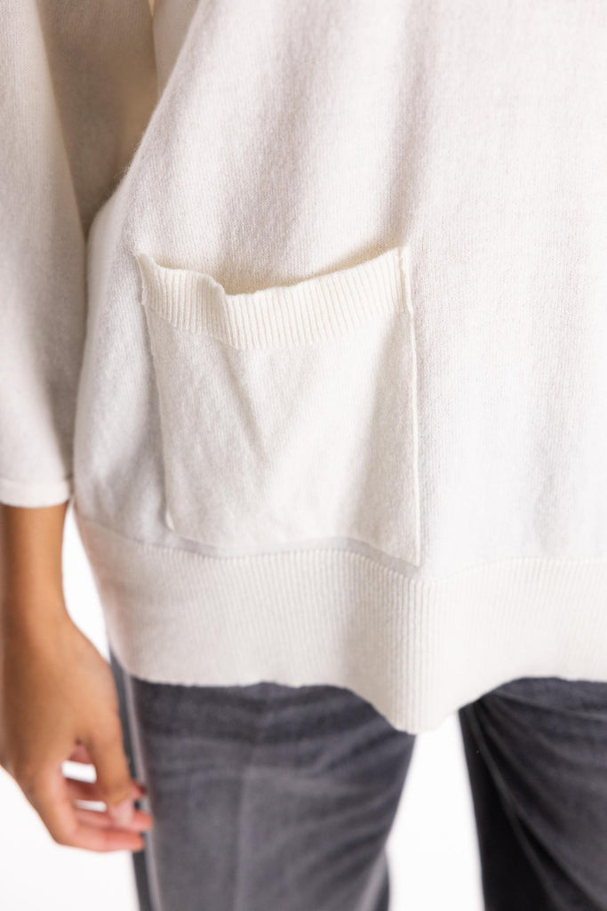 Maglia over misto lana panna con tasconi MGKD11001 PANNA AKEP 