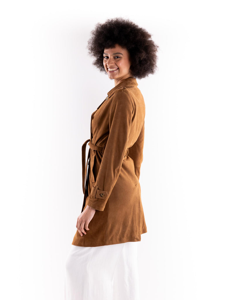 Trench donna camoscio cognac LEA COGNAC BLUSOTTO 