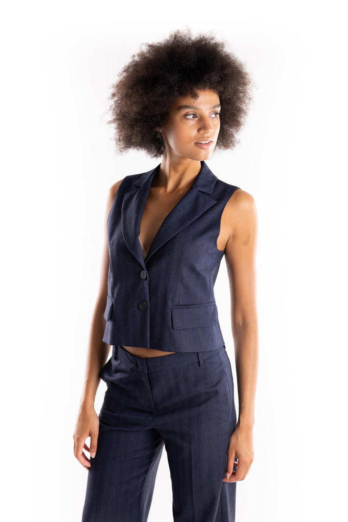 Gilet Stiria in tessuto blu 2523156051200 001BLU MARELLA 