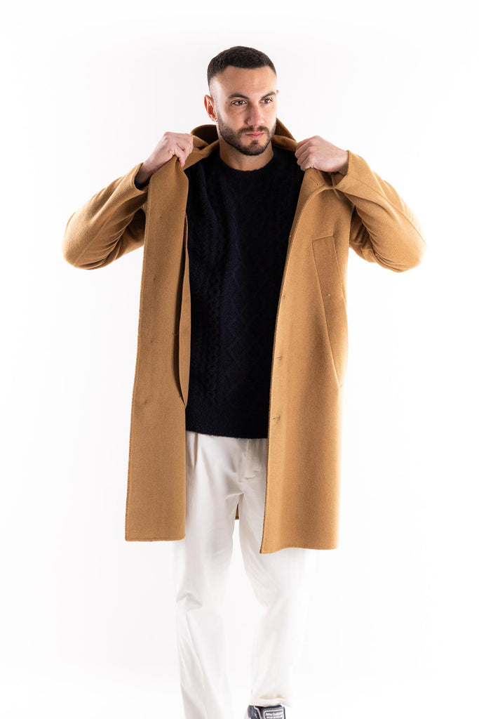 Cappotto lungo con cappuccio cammello NZ01 CAMMELLO PAOLO PECORA 