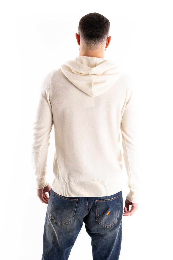 Maglia in lana con cappuccio panna A034 PANNA PAOLO PECORA 