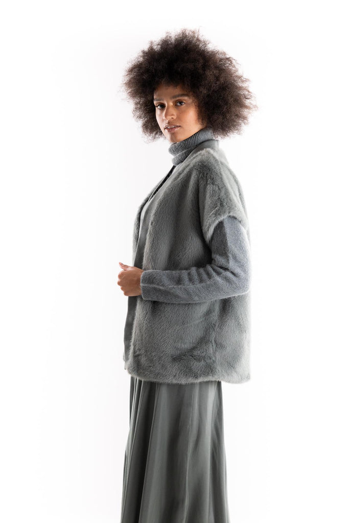 Gilet in eco-pelliccia color avio NEFA AVIO H2O 