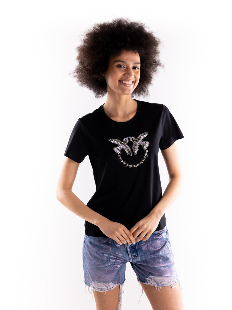 T-shirt donna Quentin nera 100535 A1R7Z99 PINKO 