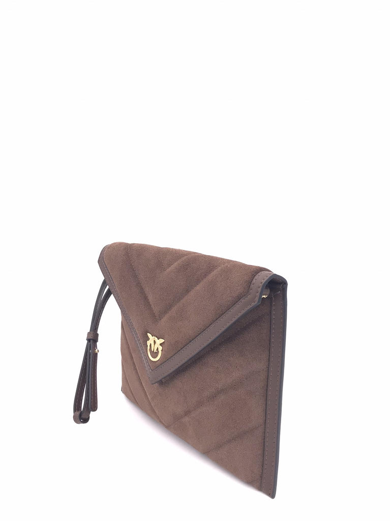 Bustina flet purse in pelle scamosciata marrone 104820 A2JHMARRONE PINKO 