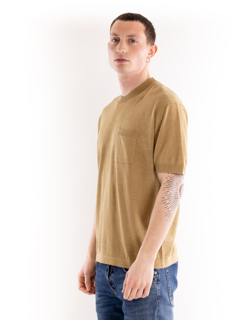 T-shirt uomo girocollo lino color corda A045 F4001326 PAOLO PECORA 