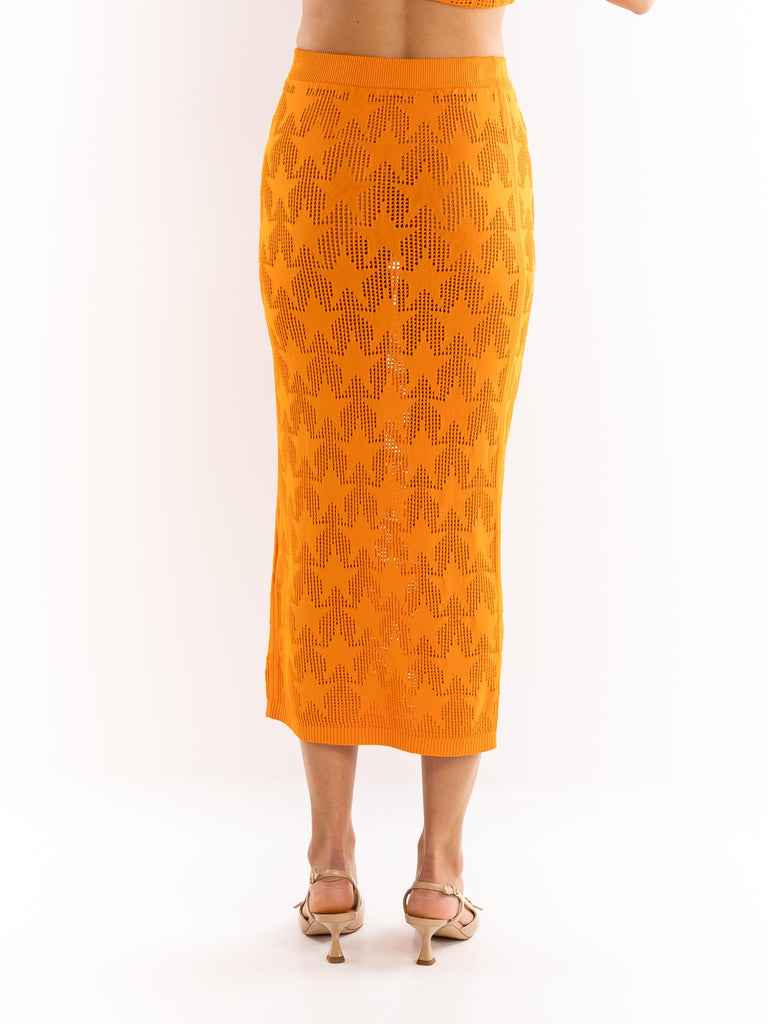 Gonna donna midi stelle a rete zucca GOKD09046 ARANCIONE AKEP 