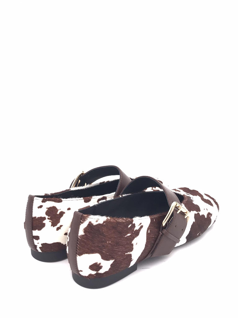 Ballerina cinturino cavallino mucca moro-bianco BUCKLES MUCCAMARRONE-BIANCO LOAFER 