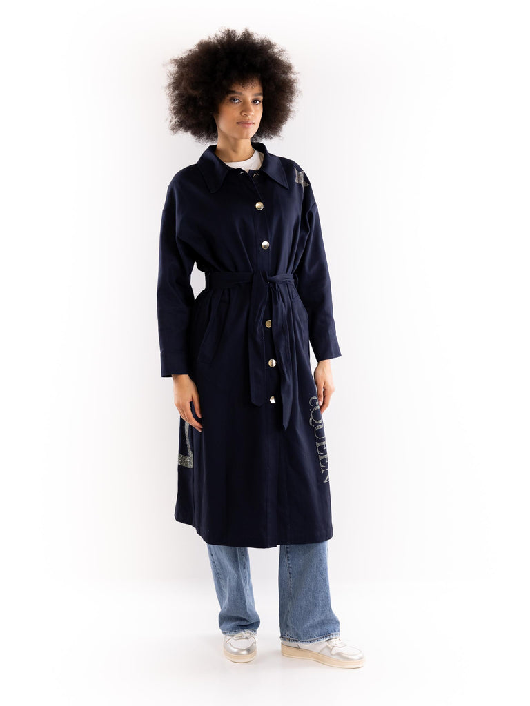 Trench donna fake blu BUS25114 BLU BRAND UNIQUE 