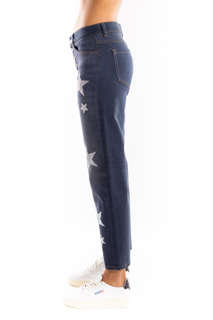 Jeans modello Loose con stelle strass 32FW25 BLU SCURO ROSSANO PERINI 