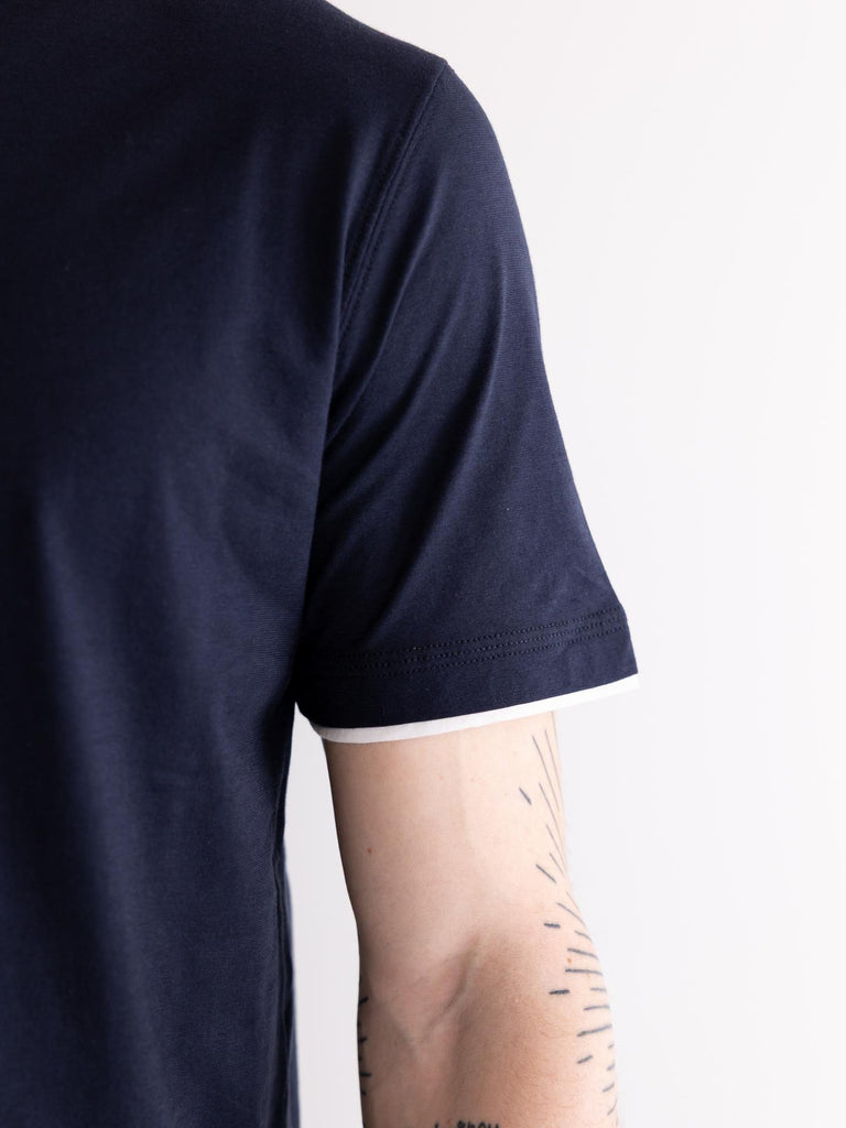 T-shirt uomo in jersey blu-bianco