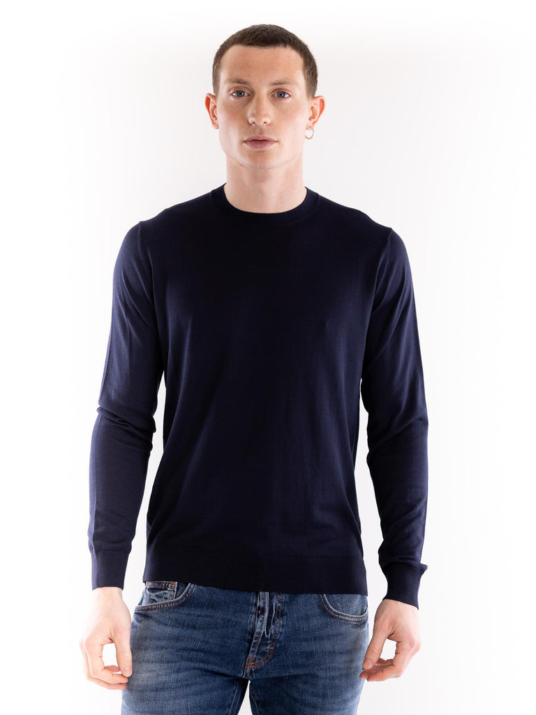 Maglia uomo girocollo seta blu A002 F2006685 PAOLO PECORA 