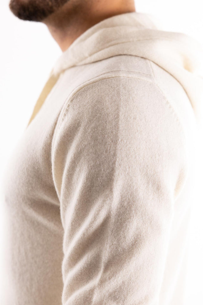 Maglia in lana con cappuccio panna A034 PANNA PAOLO PECORA 