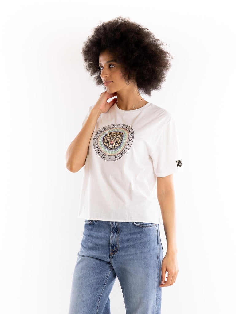 T-shirt donna lion strass bianca 14152 BIANCO 5 PROGRESS 
