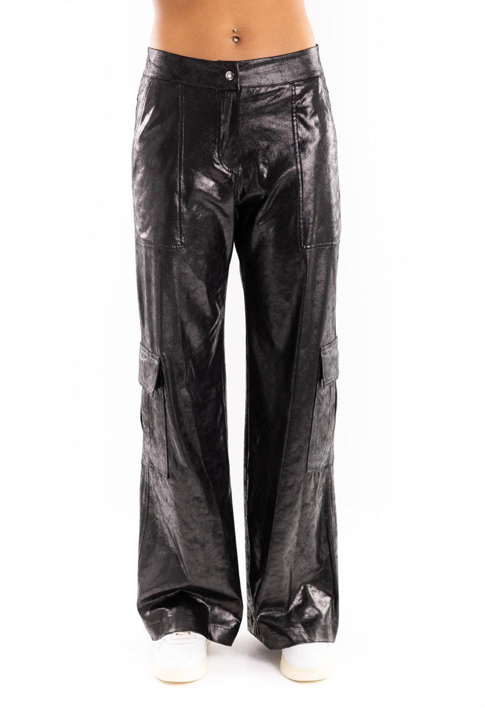 Pantalone cargo spalmato PTKD11105 NERO AKEP 