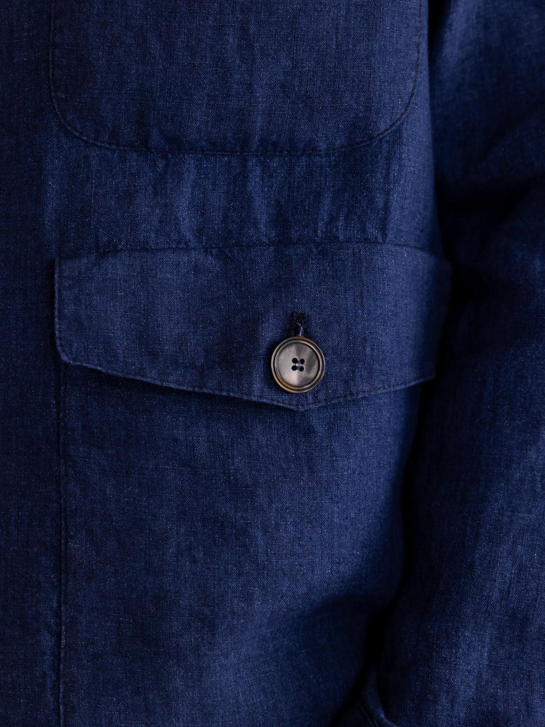 Giacca camicia uomo in lino blu OF1S2S5J012 174 OUTFIT 