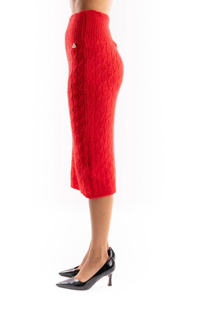 gonna longuette in maglia GOKD11025 ROSSO AKEP 