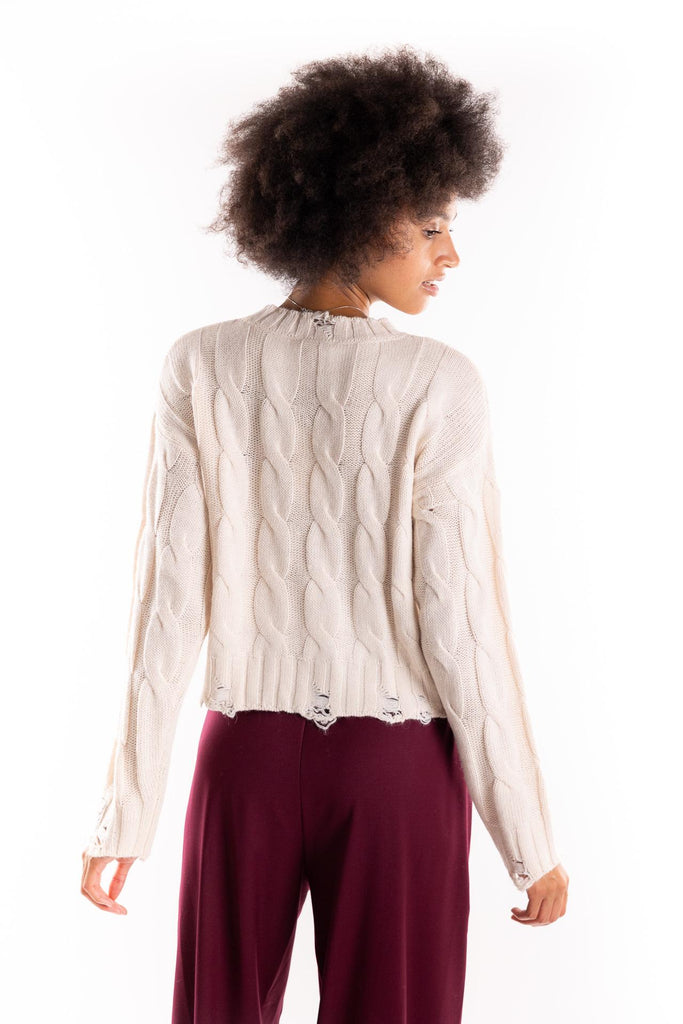 Maglia paricollo trecce burro HMABW02191 BI04BURRO HINNOMINATE 