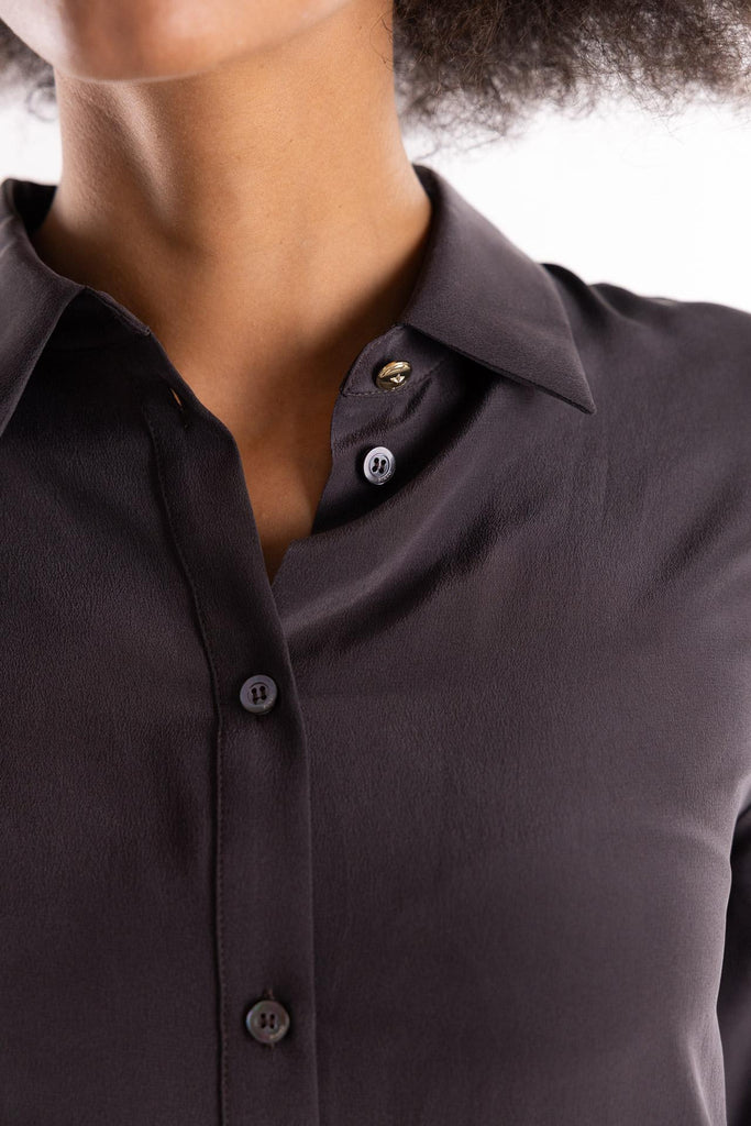 Camicia Crackers in crepe marrone 105593 A2T7MARRONE PINKO 