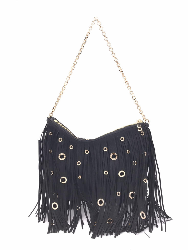 Pochette night edition fringes nera 151M-KY-491 NERO LA CARRIE 