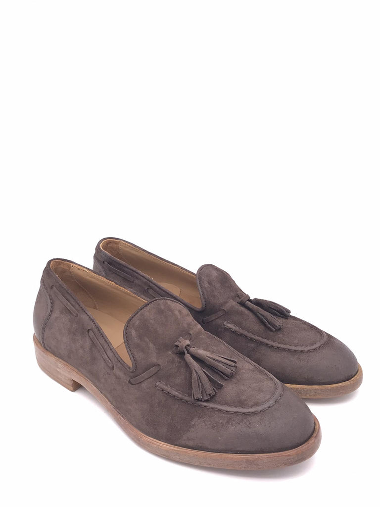 Mocassino uomo in camoscio marrone con nappine 17402F MARRONE MOMA 