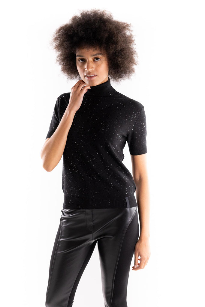 Dolcevita mezza manica con paillettes nero HMABW02312 NERO HINNOMINATE 