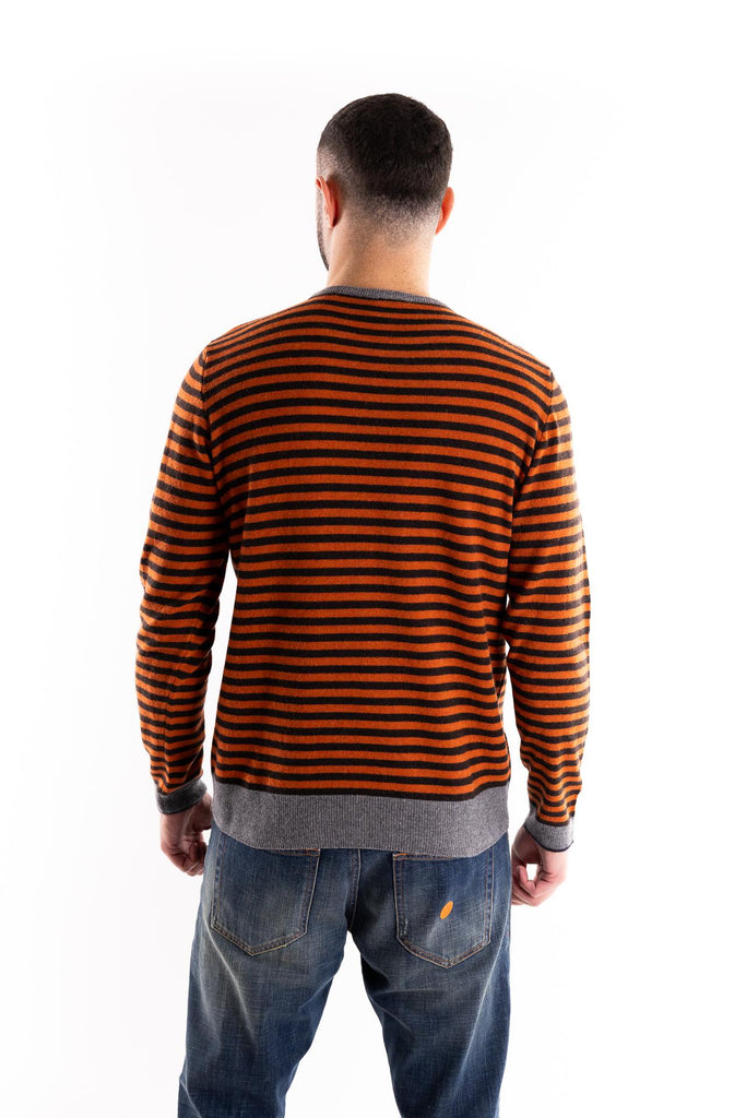 Maglia girocollo stripes marrone-arancio FW250161 ARANCIONE IN THE BOX 
