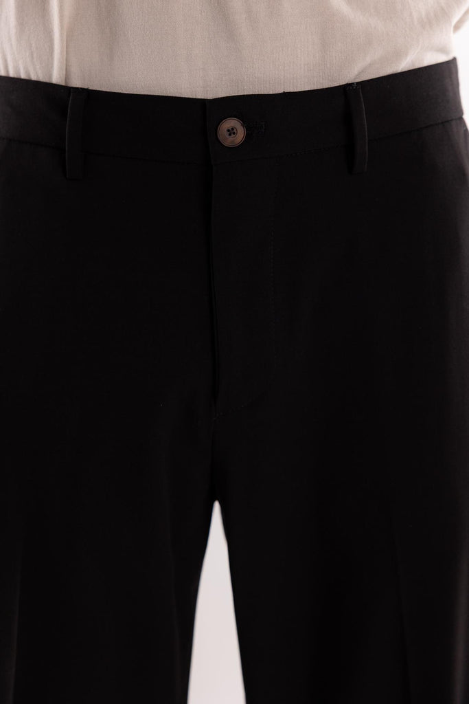 Pantalone a palazzo in tessuto fluido nero OF1F2W5P019 NERO OUTFIT 