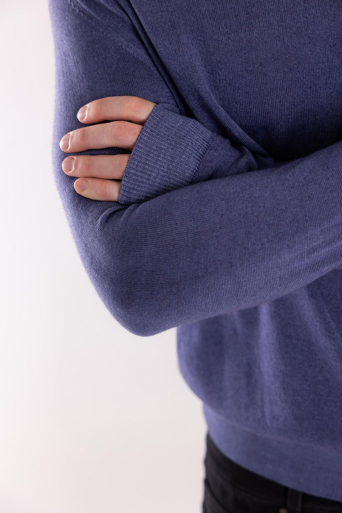 Maglia girocollo in lana blu OF1F2W5M007 BLU OUTFIT 