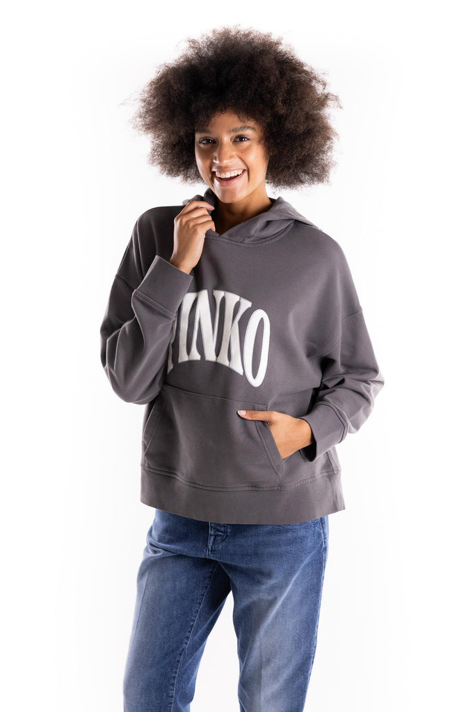 Felpa Makamba con cappuccio e logo grigia 104623 A2CUGRIGIO PINKO 