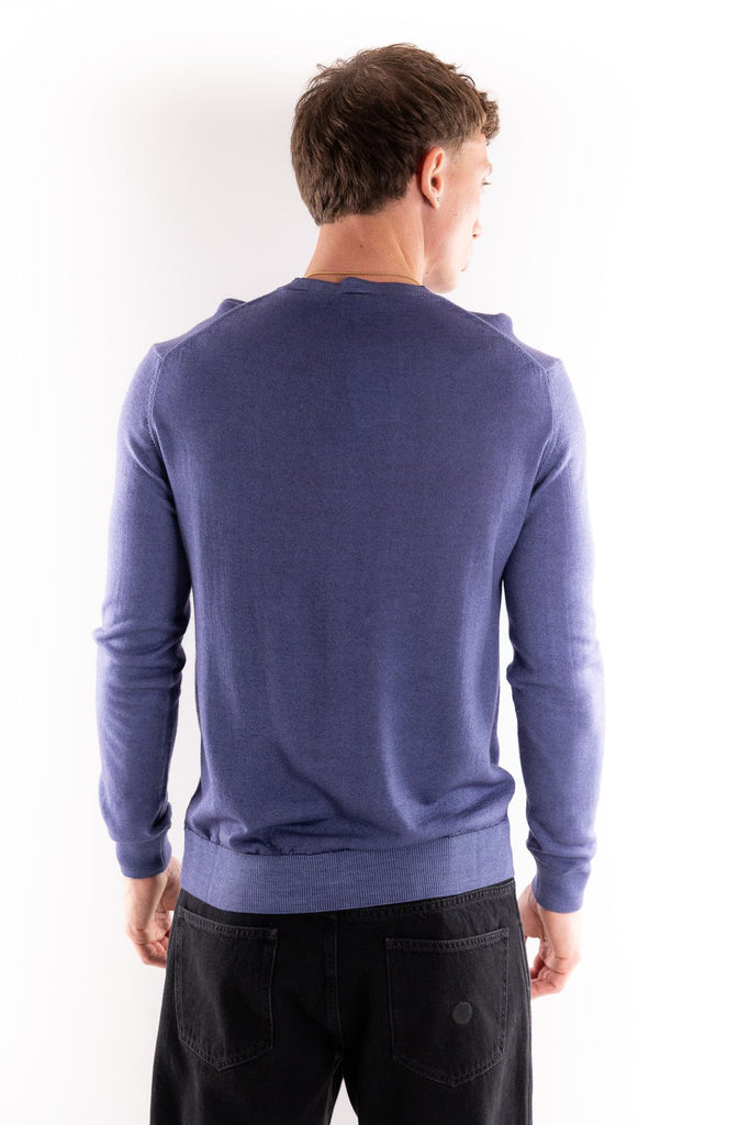 Maglia girocollo in lana blu OF1F2W5M007 BLU OUTFIT 