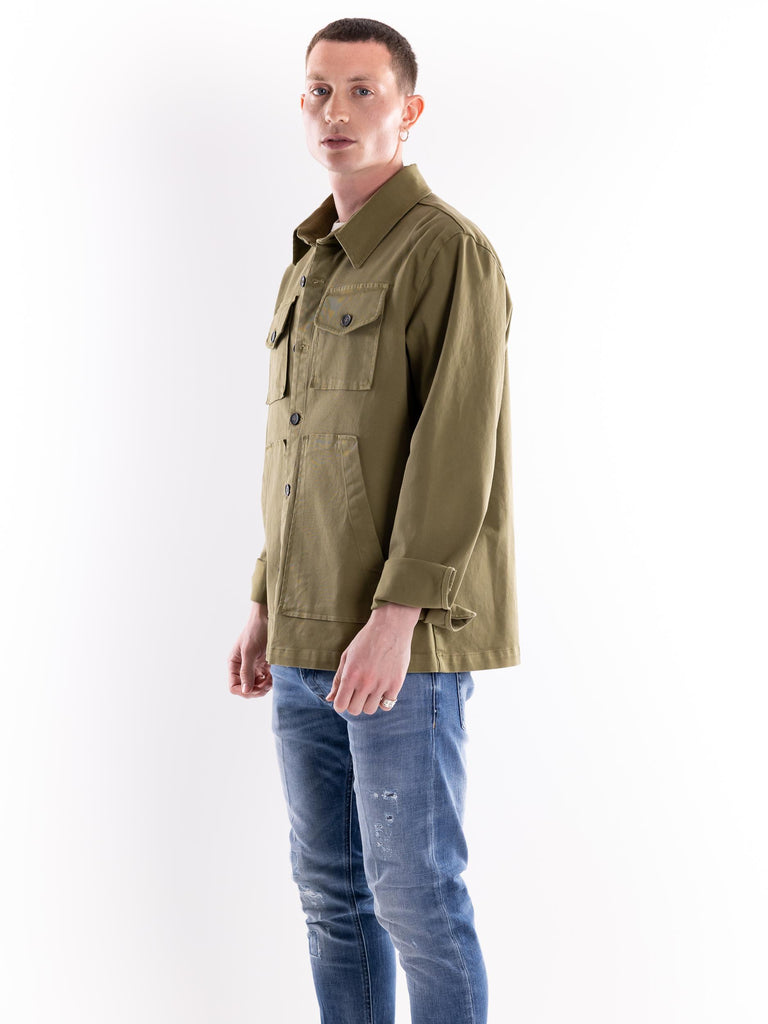 Over shirt uomo verde militare S5U507 MILITARE THE EDITOR 